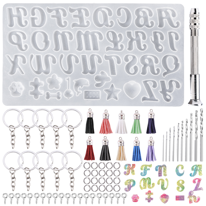 Resin Jewelry Kit - Stampi per portachiavi con alfabeto Stampo